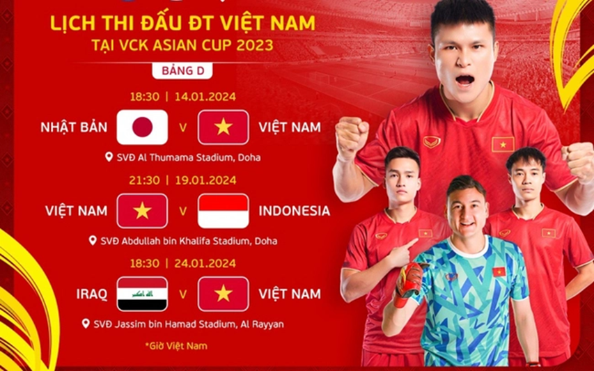 Đài Truyền hình Việt Nam tường thuật trực tiếp 51 trận đấu tại VCK Asian Cup 2023